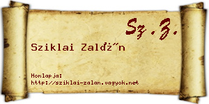 Sziklai Zalán névjegykártya