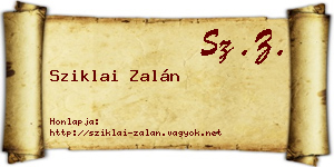 Sziklai Zalán névjegykártya